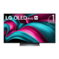 Open box LG 42-inch C5 4K UHD HDR OLED Smart TV showing screen with vibrant imagery and sleek black frame.