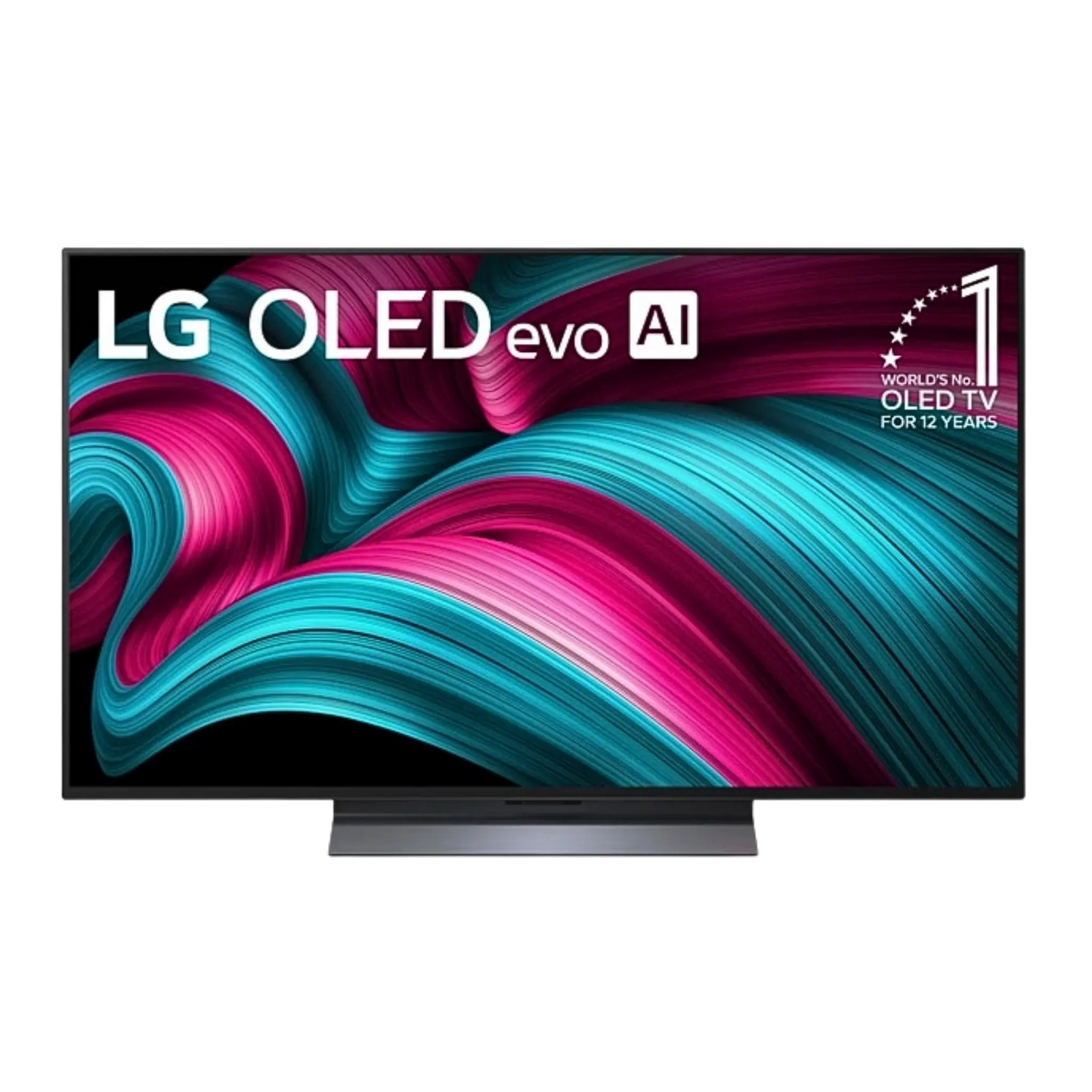 Open box LG 48-inch C5 4K UHD HDR OLED Smart TV showing the sleek screen and modern design with slim bezels.