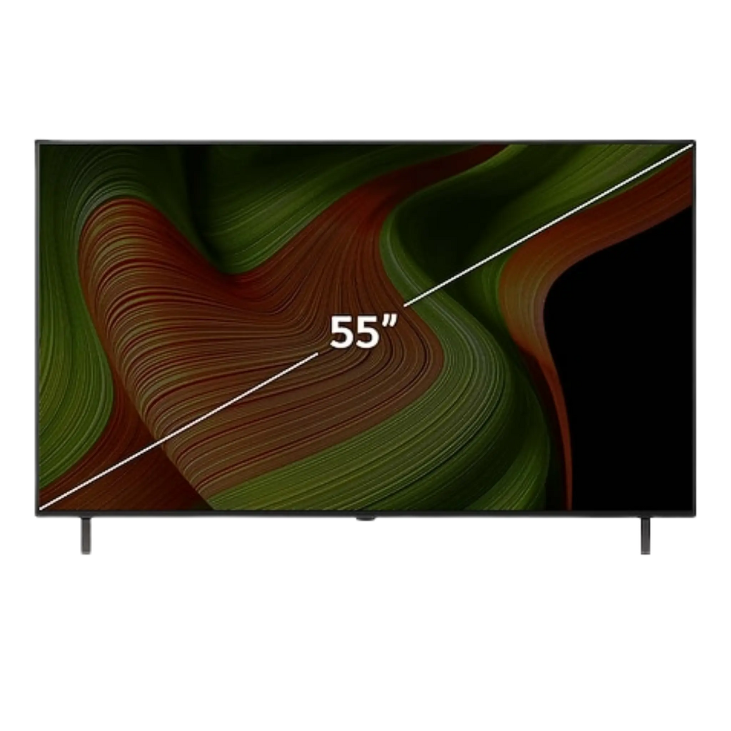Open box LG 55-inch B5 4K UHD HDR OLED Smart TV displaying a vibrant screen with sleek black bezel
