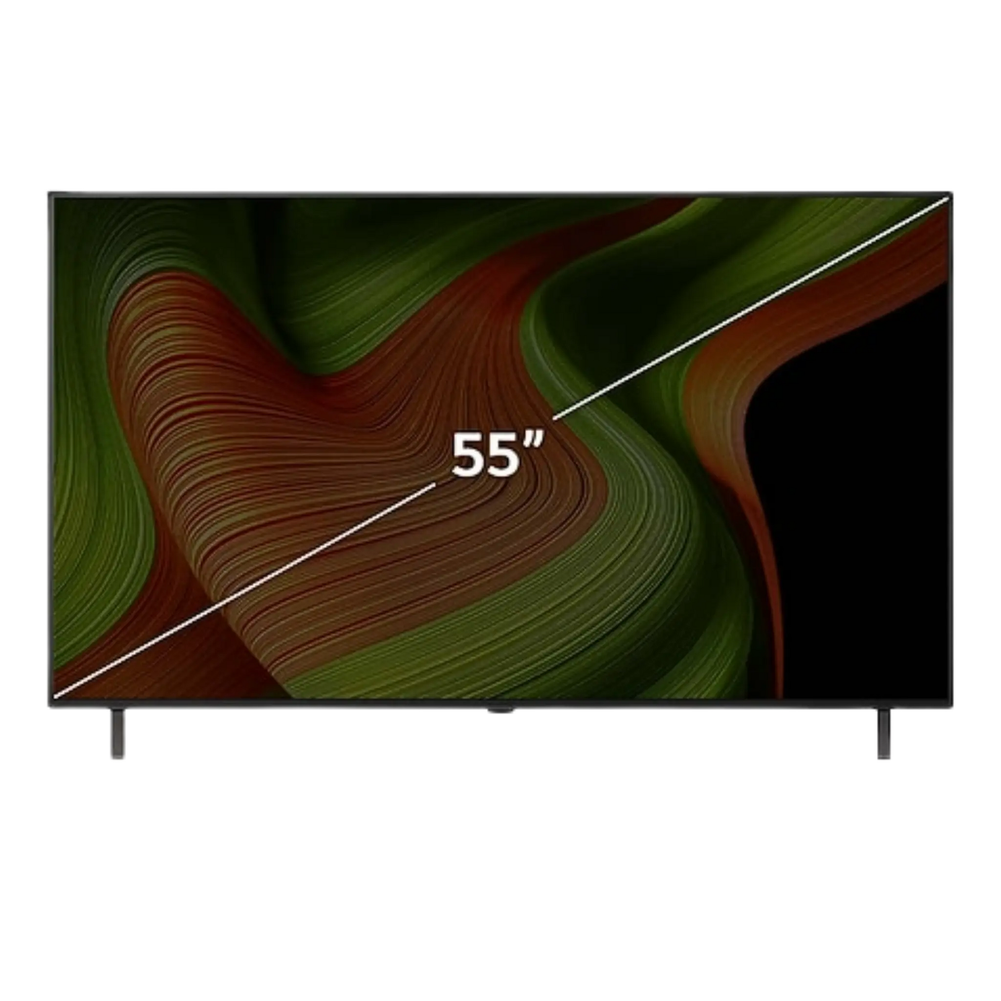 Open box LG 55-inch B5 4K UHD HDR OLED Smart TV displaying a vibrant screen with sleek black bezel