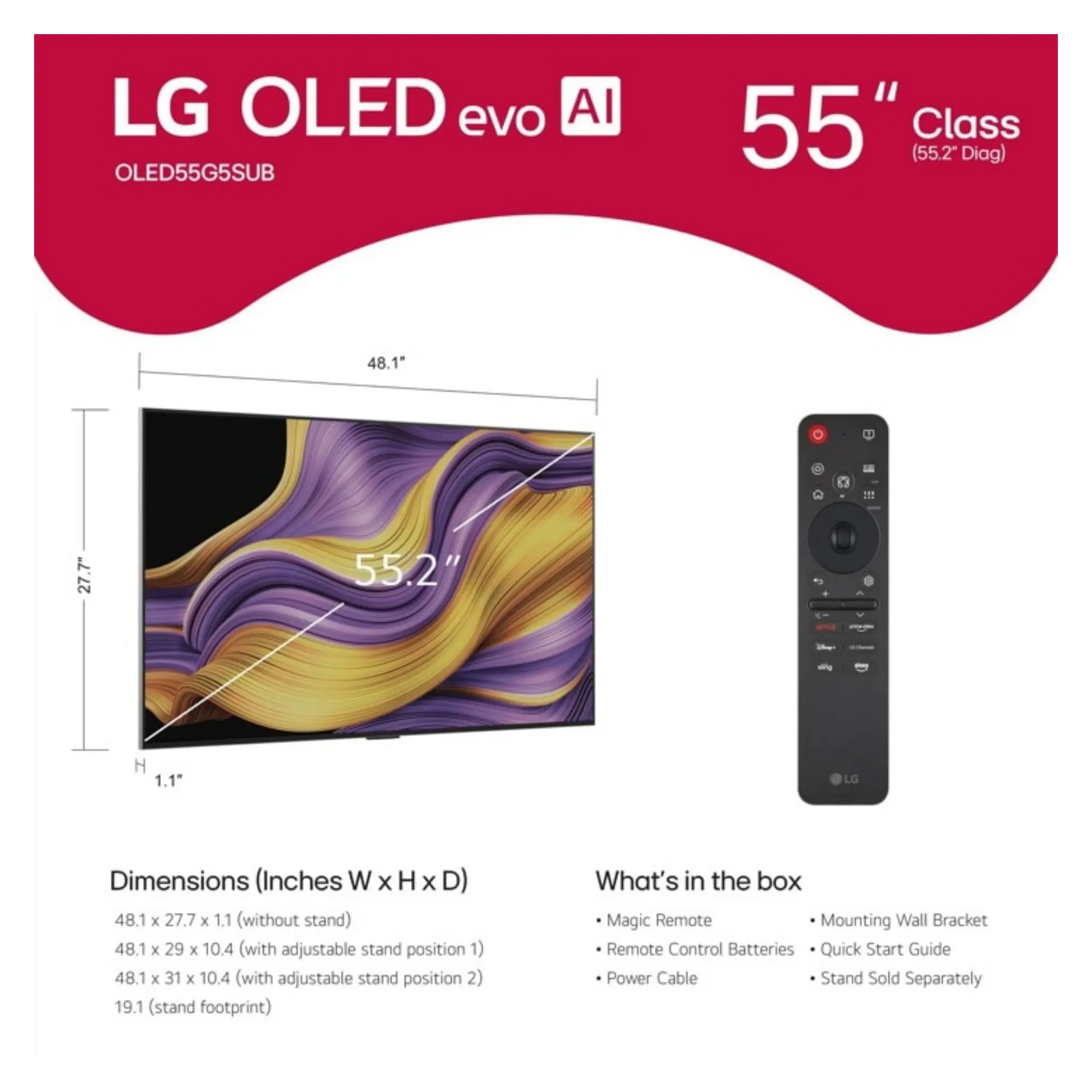 Open box LG 55-inch G5 4K UHD HDR OLED Smart TV showing sleek screen and minimal bezel design.