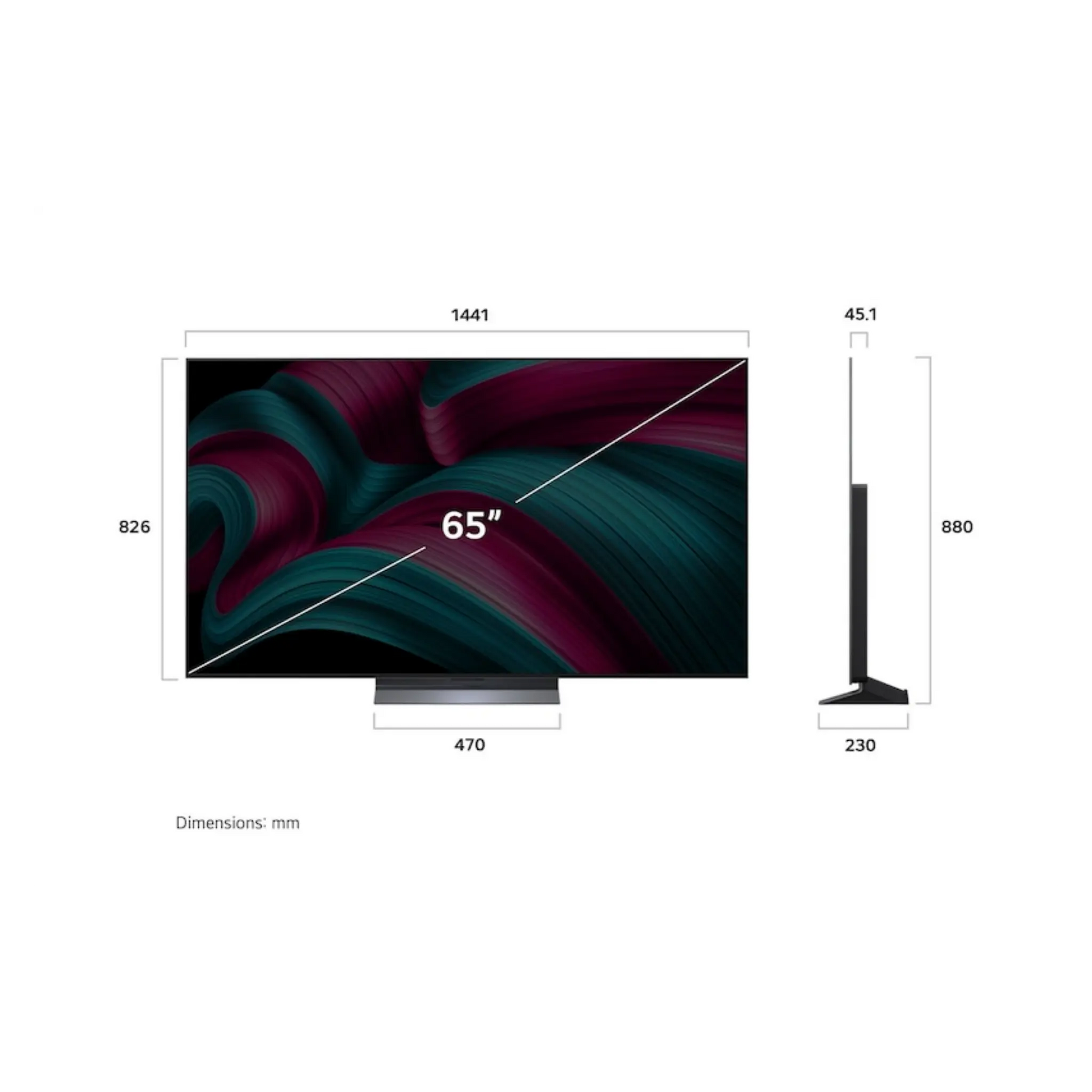 Open box LG 65" C5Y 4K UHD HDR OLED Smart TV showcasing sleek design and vibrant display in a well-lit room setting.