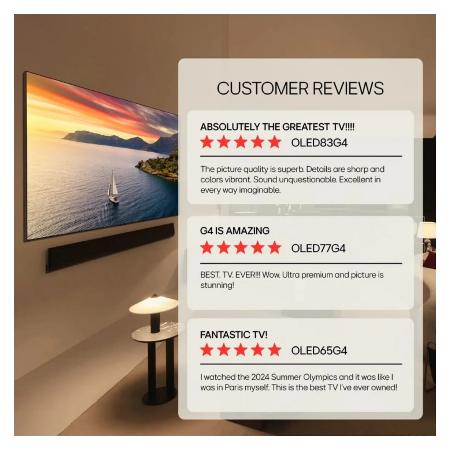 Open box LG 77-inch 4K UHD HDR OLED evo G4 Smart TV displaying vibrant screen with webOS interface.