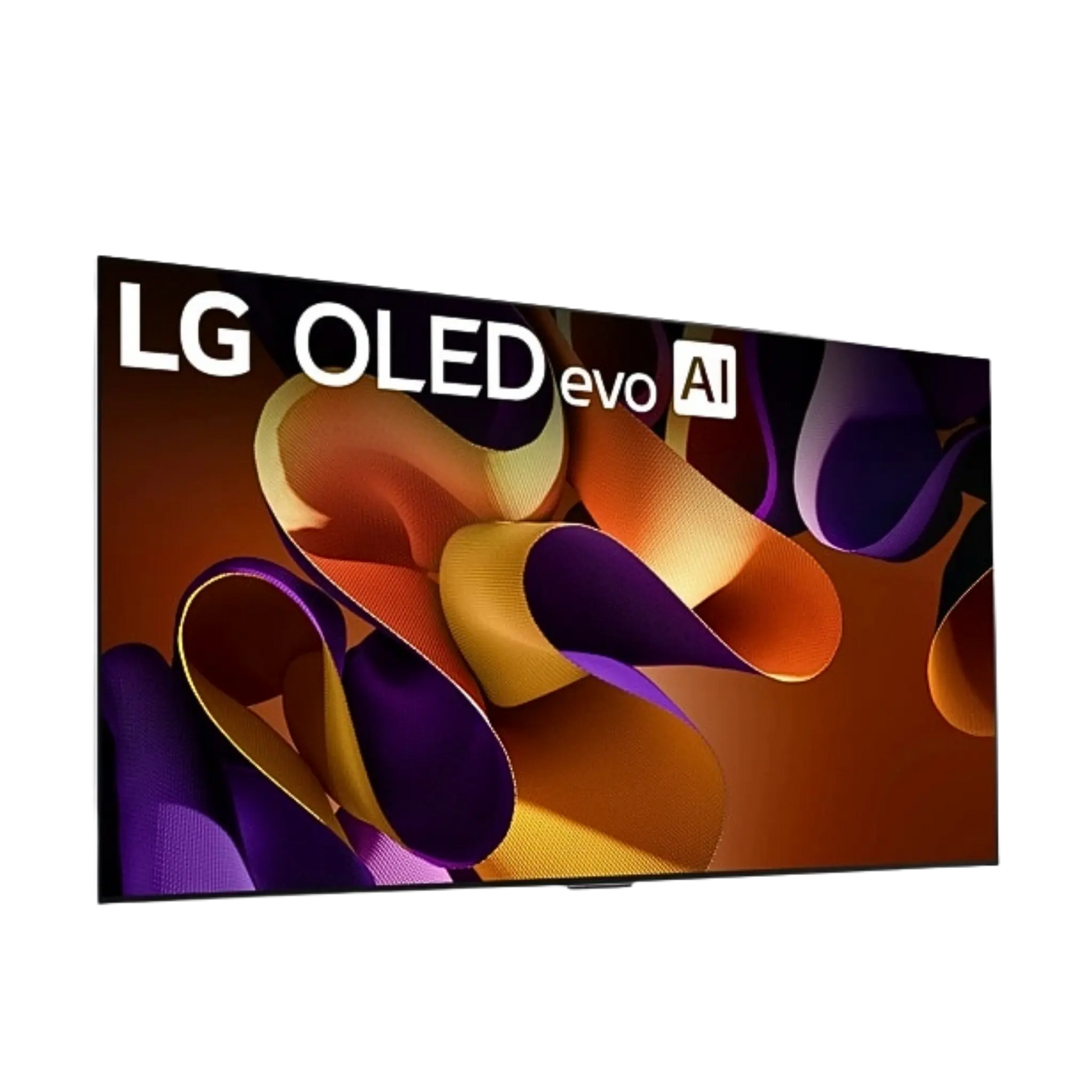 Open box LG 77-inch 4K UHD HDR OLED evo G4 Smart TV showing screen displaying vibrant 4K content and sleek black frame.