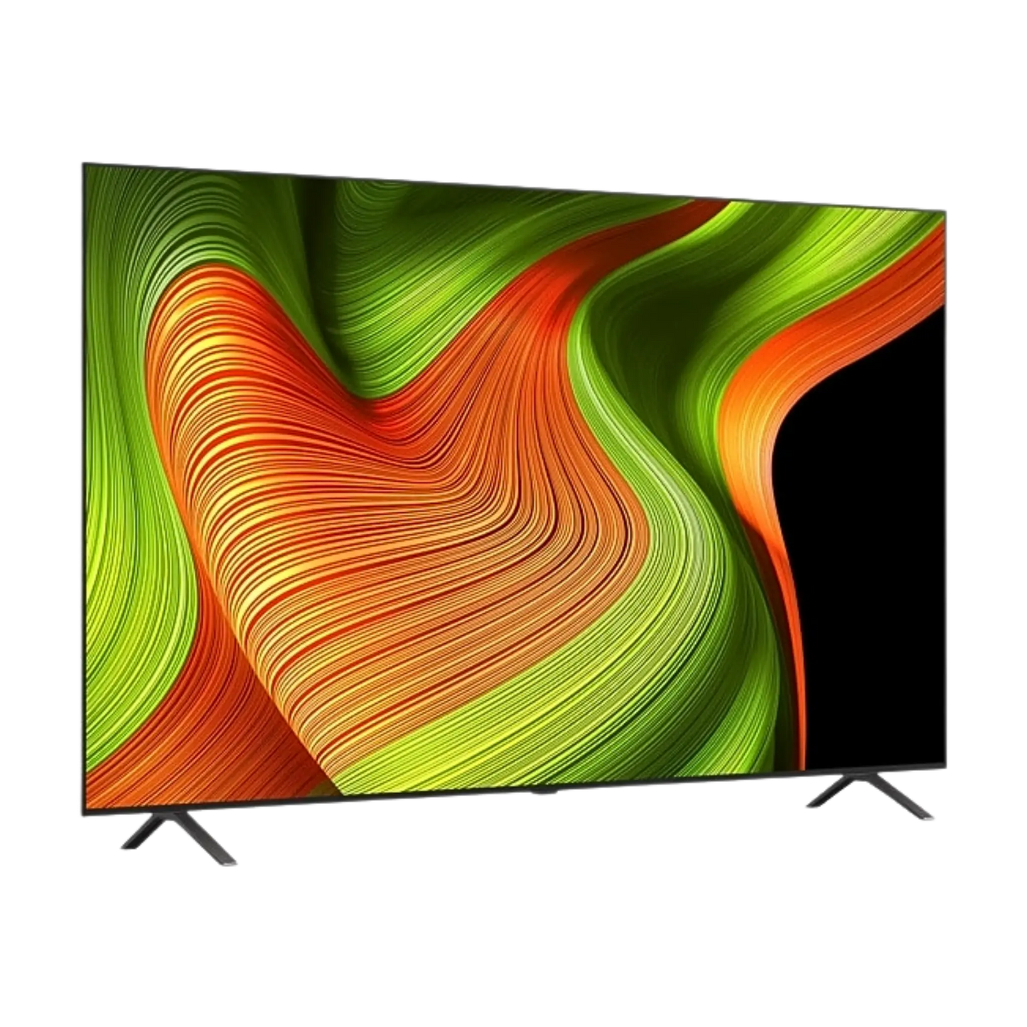 Open box LG 77-inch B5 4K UHD HDR OLED Smart TV showcasing sleek design and vibrant display, ready for setup.