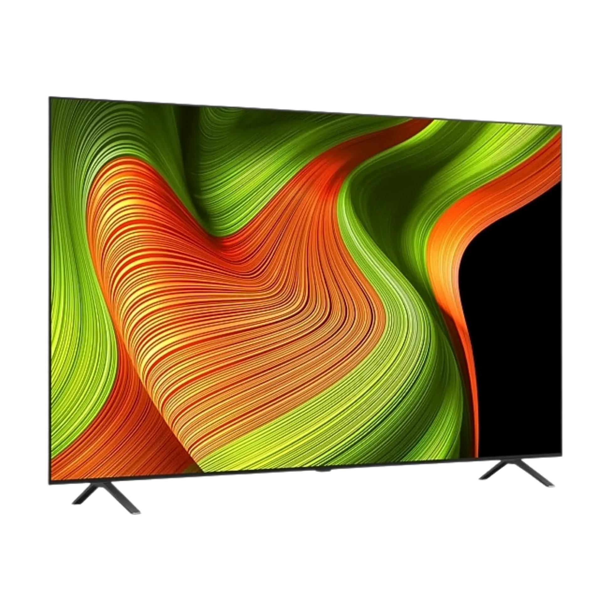 Open box LG 77-inch B5 4K UHD HDR OLED Smart TV showcasing sleek design and vibrant display, ready for setup.