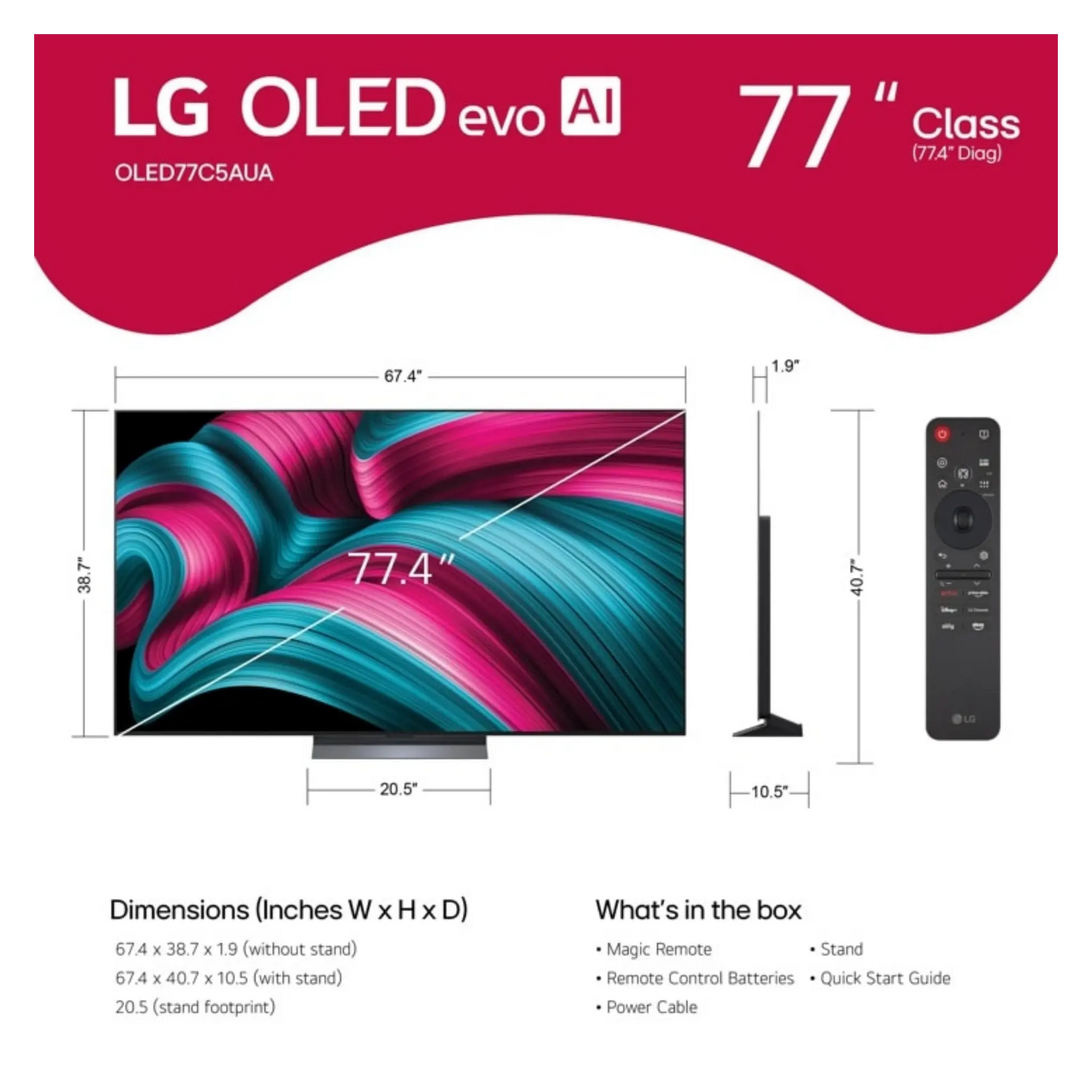 Open box LG 77-inch C5 4K UHD HDR OLED Smart TV showcasing a sleek screen and modern design.