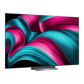 Open box LG 77-inch C5 4K UHD HDR OLED Smart TV displaying vibrant images and sleek black design.