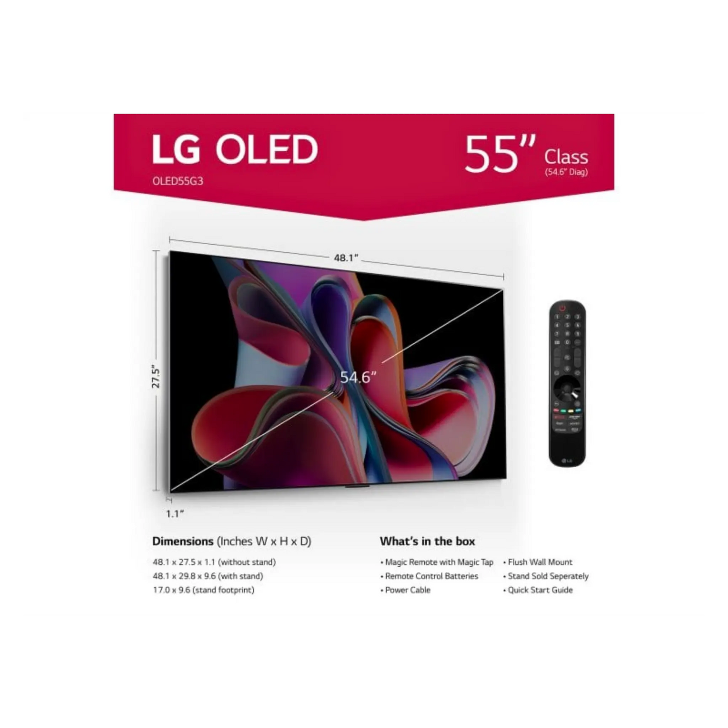Open box LG G3 55-inch 4K UHD HDR OLED evo Smart TV showcasing sleek screen and slim design, with webOS interface.