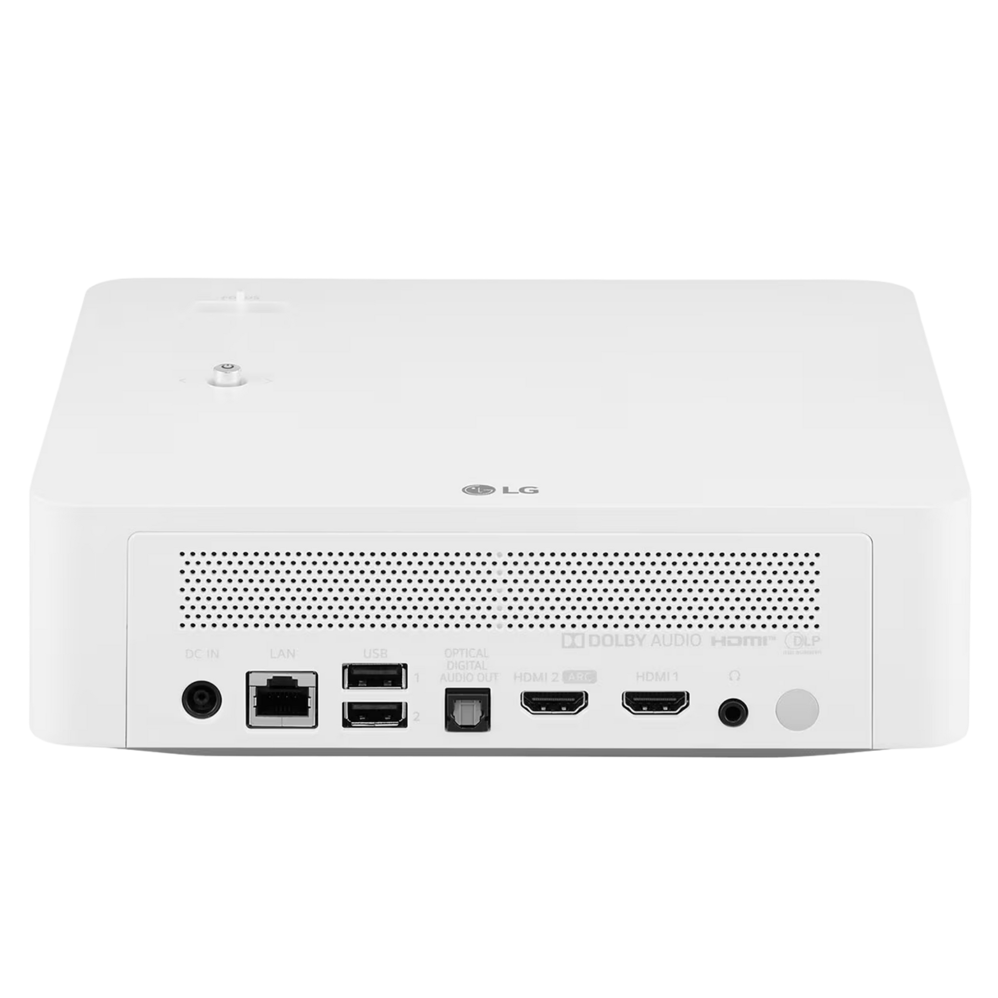 LG CineBeam PF610P portable Full HD smart projector showing a bright image on a wall in a home setting