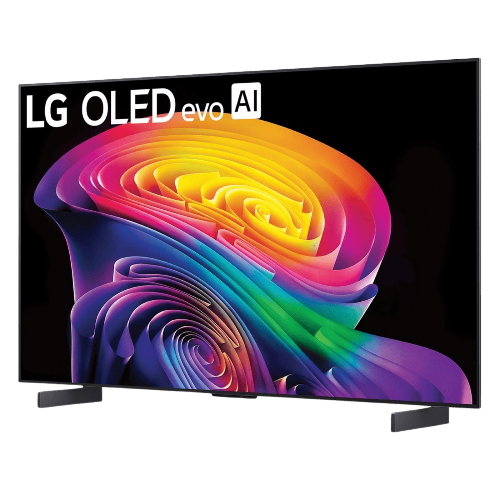 LG 42-inch OLED evo AI C6 4K Smart TV displaying vibrant 4K images with sleek black bezel and on-screen content.