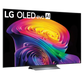 Open box LG 42-inch C6 OLED 4K UHD HDR TV with Dolby Vision, Dolby Atmos, and webOS smart features displayed on screen.