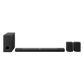 LG S95TR 9.1.5ch soundbar with wireless subwoofer and rear speakers, shown with sleek design and connected audio components.