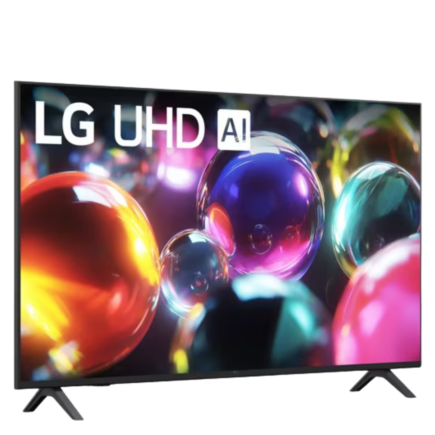 LG 50-inch UA7000 4K UHD HDR LED Smart TV displaying vibrant screen with sleek black bezel and thin profile.