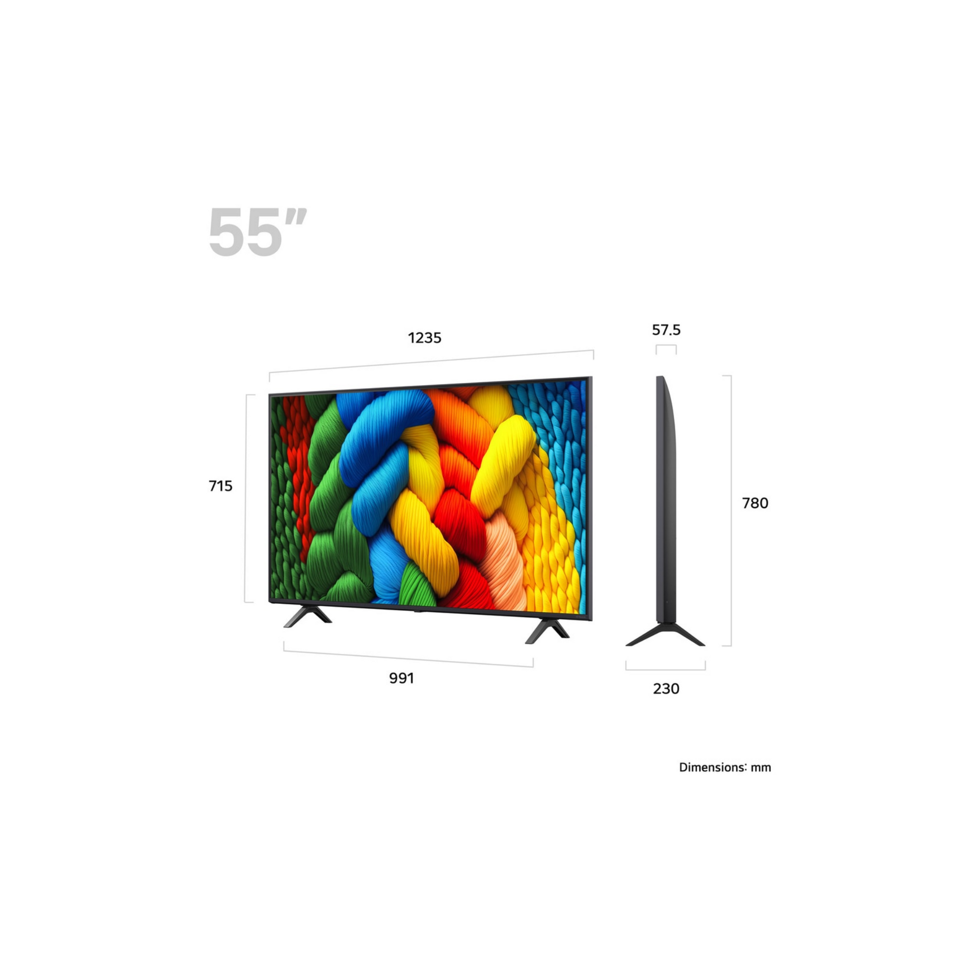 LG 55-inch NanoCell NANO80 4K UHD HDR smart TV with webOS interface, displaying vibrant screen in a modern living room setting.