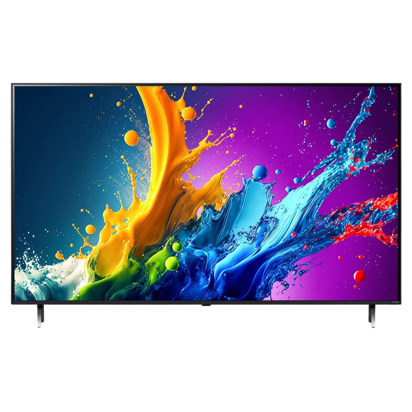 LG 55-inch QNED80 4K UHD HDR smart TV showing a sleek screen with vibrant colors and webOS interface.