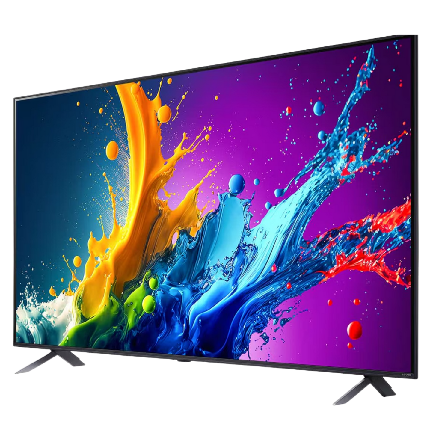 LG 55-inch QNED80 4K UHD HDR smart TV displaying vibrant screen with sleek black frame and minimalist stand.