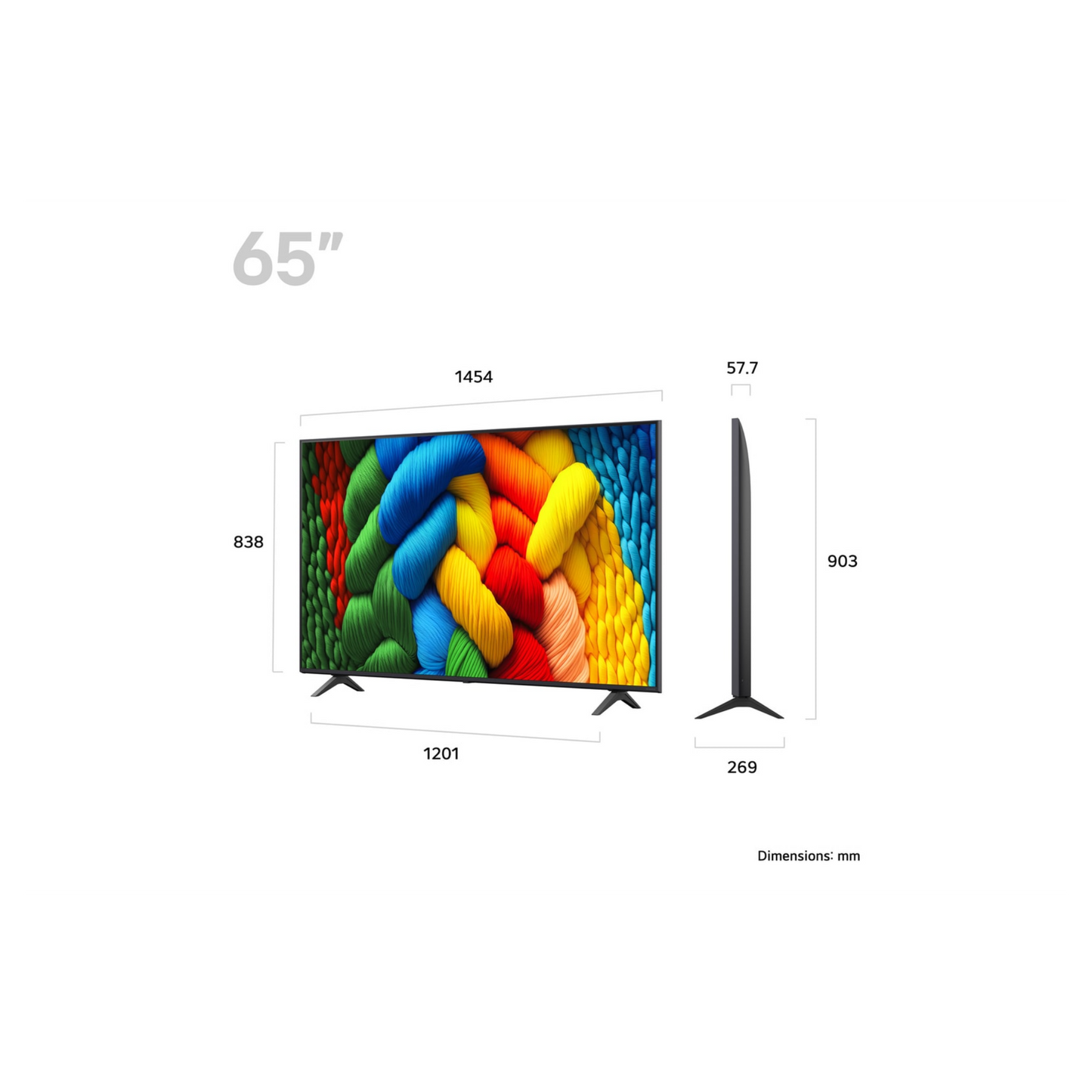 LG 65-inch NanoCell NANO80 4K UHD HDR Smart TV displaying vibrant colors and sleek design, with webOS interface visible.