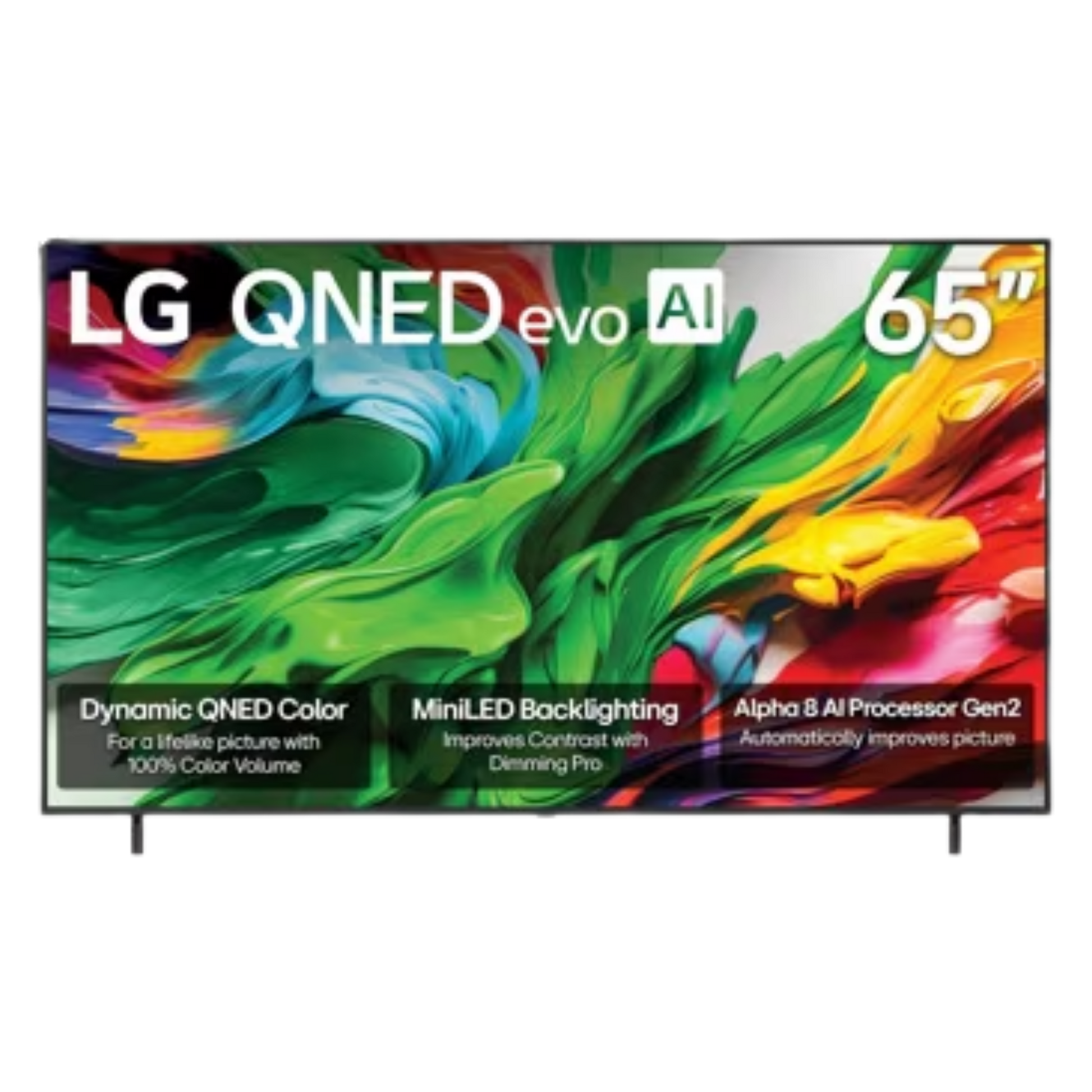 LG 65-inch QNED85 4K UHD HDR smart TV with webOS and AI features, showcasing a sleek modern display.