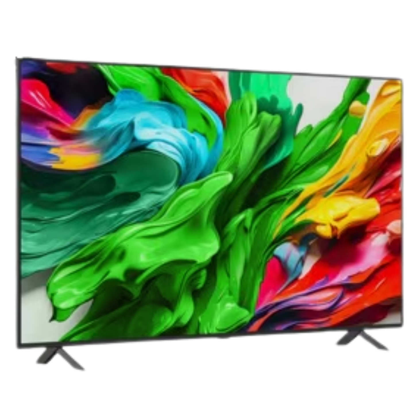 LG 65-inch QNED85 4K UHD HDR smart TV displaying vibrant home entertainment visuals, with sleek design and thin bezels.