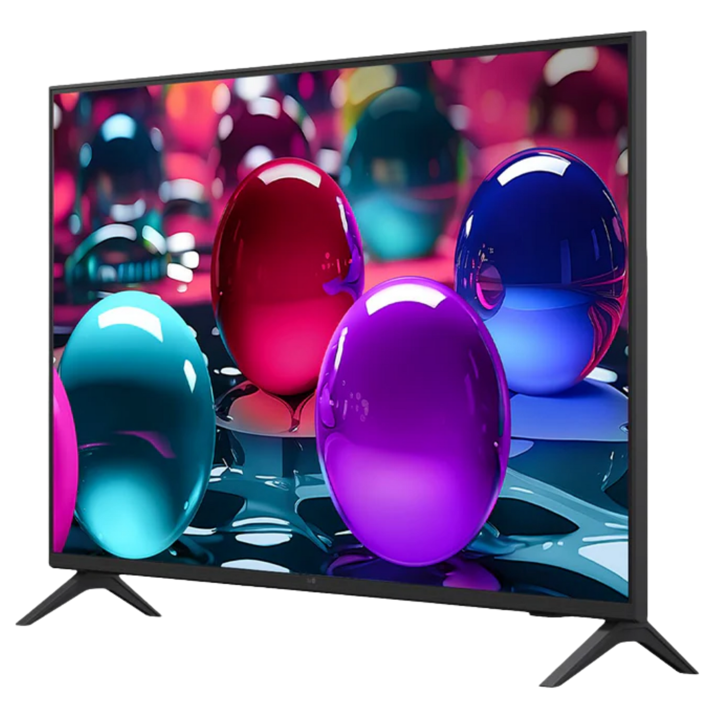 LG 65-inch UA7000 4K UHD HDR LED smart TV with webOS interface, shown displaying vibrant colorful images.