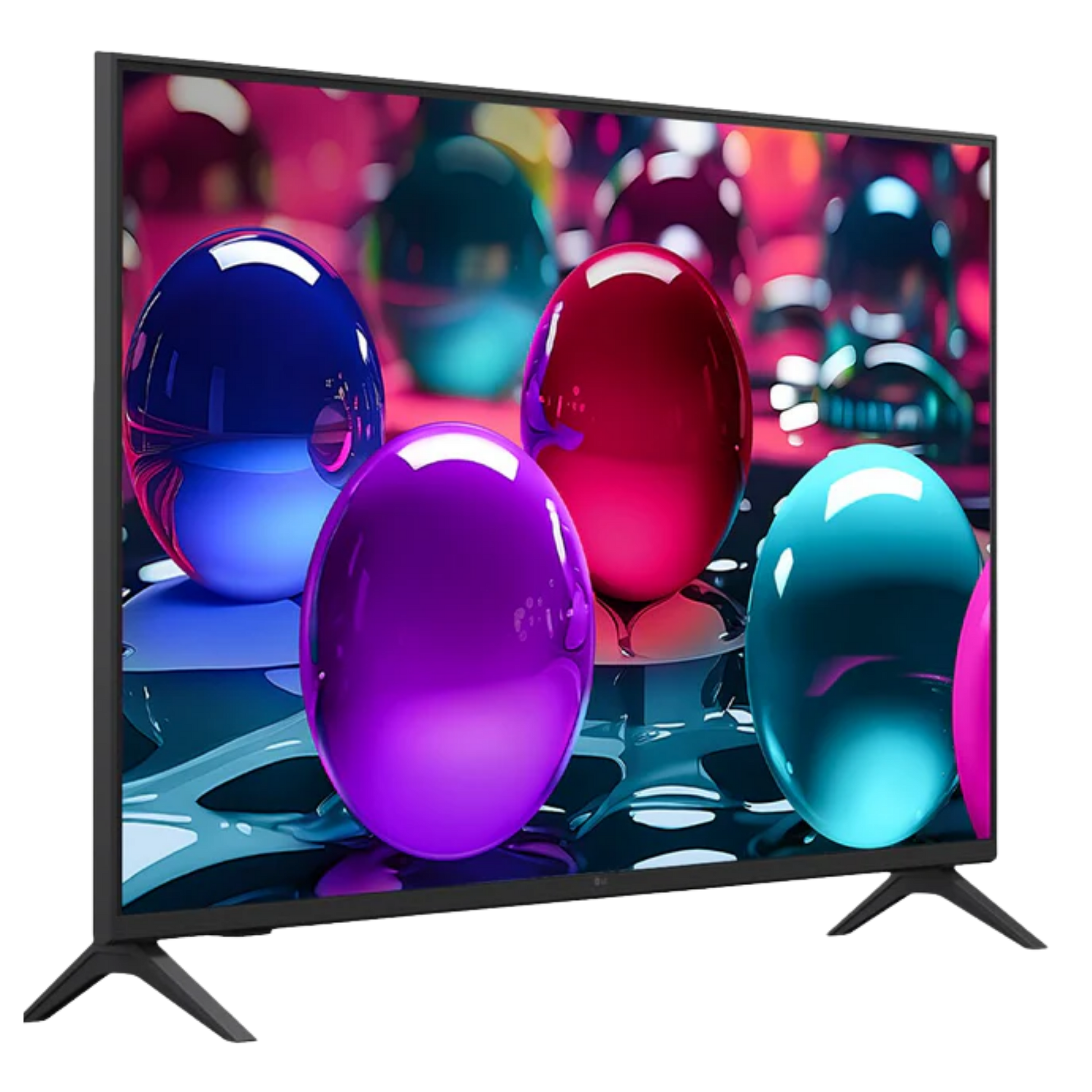LG 65-inch UA7000 4K UHD HDR LED smart TV displaying vibrant images on a sleek screen, featuring webOS interface.