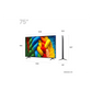LG 75-inch NanoCell NANO80 4K UHD HDR Smart TV displaying vibrant colors and sleek design, with webOS interface visible.