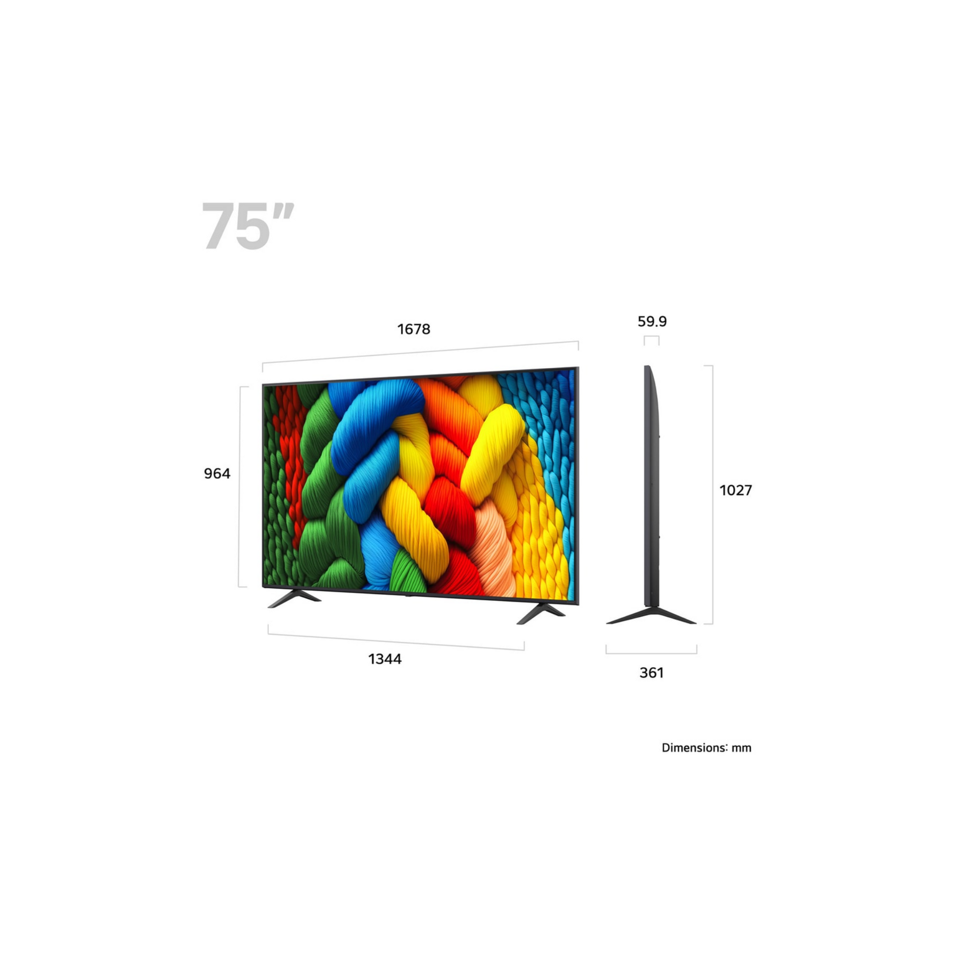 LG 75-inch NanoCell NANO80 4K UHD HDR Smart TV displaying vibrant colors and sleek design, with webOS interface visible.