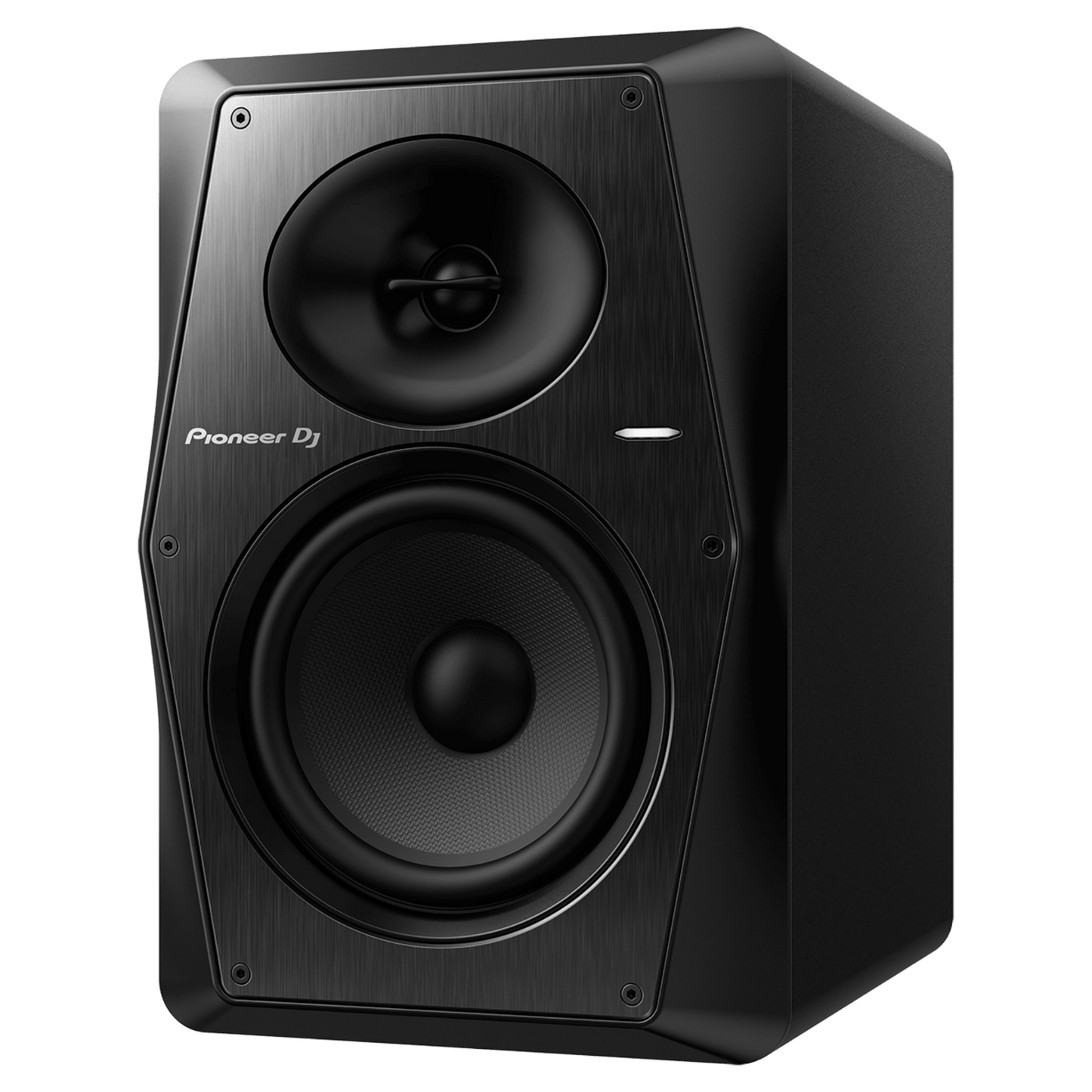 Pioneer DJ VM-70 active speakers with sleek black finish, designed for professional audio monitoring and sound clarity.