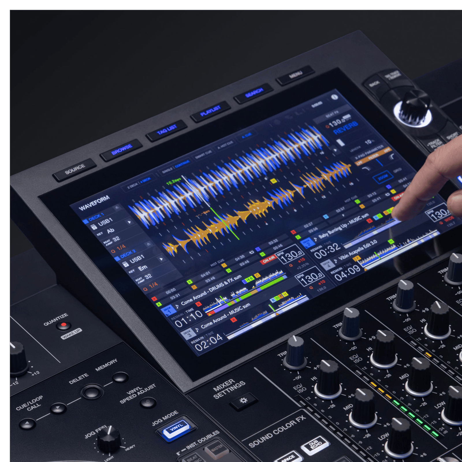 Pioneer DJ XDJ-AZ all-in-one DJ system with dual turntables, mixer, and digital controls for professional DJ performances.