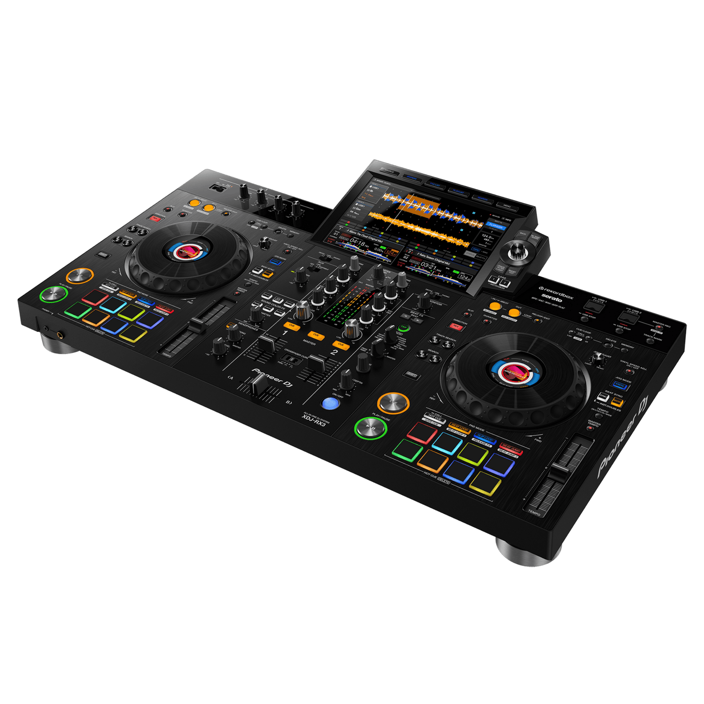 Pioneer DJ XDJ-RX3 all-in-one DJ system with dual screens and professional controls for seamless mixing and performance.
