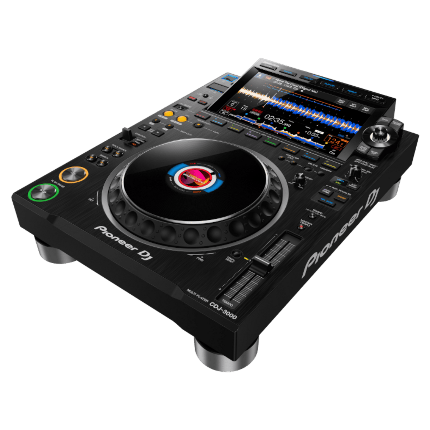 Pioneer DJ CDJ-3000 multi player turntable with professional controls and display for DJ mixing and performance.