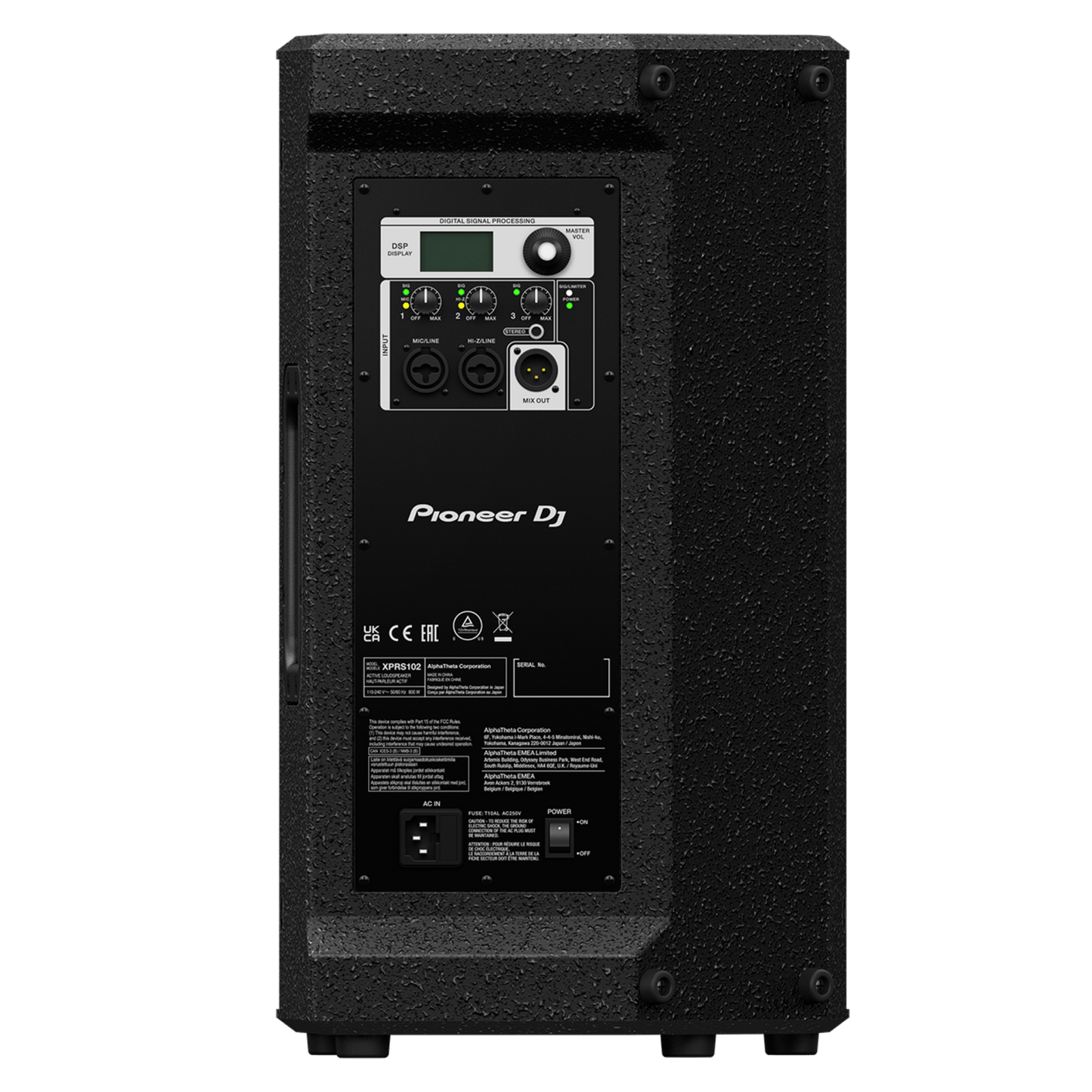 Pioneer DJ XPRS102 professional audio speaker and subwoofer for high-quality sound reinforcement system.