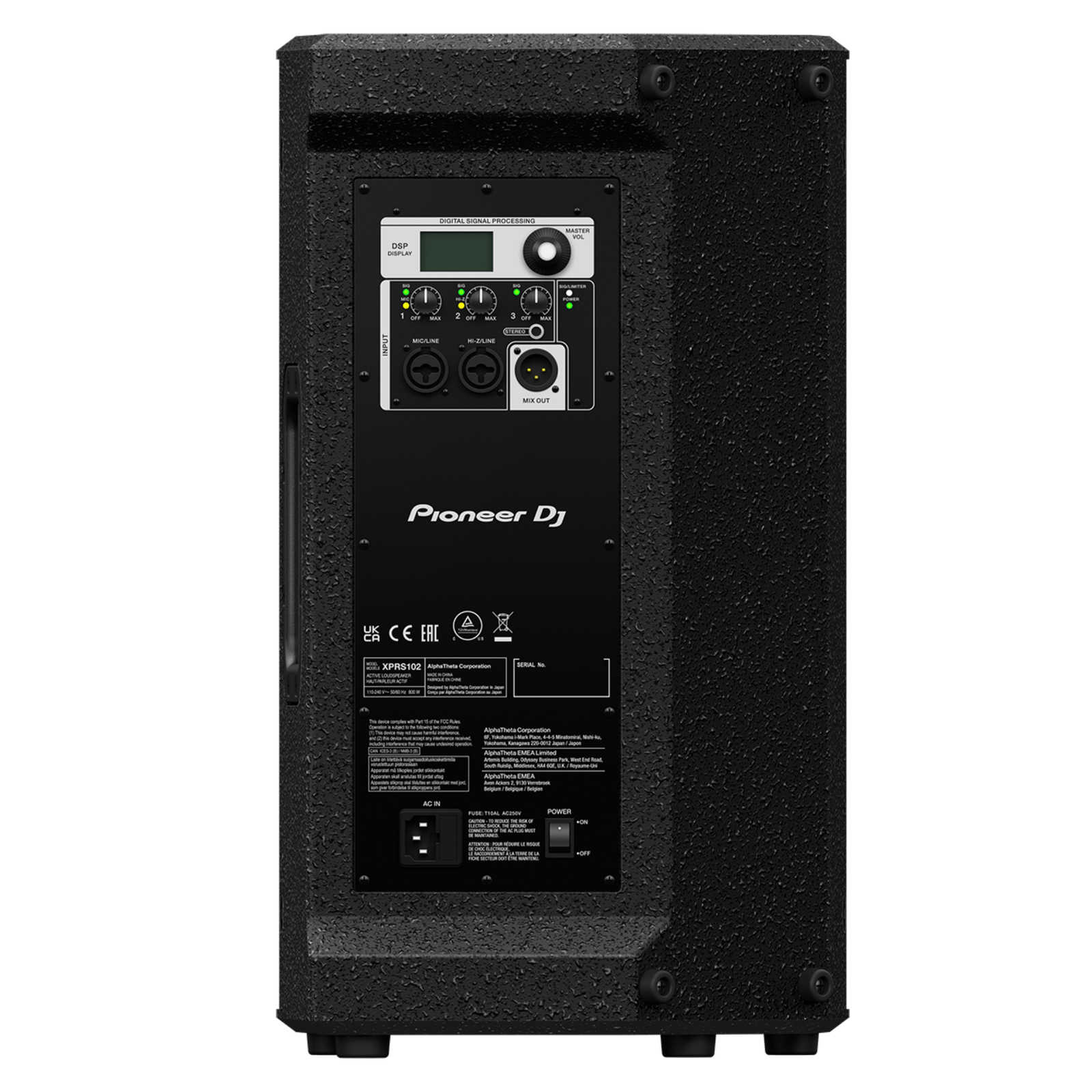 Pioneer DJ XPRS102 professional audio speaker and subwoofer for high-quality sound reinforcement system.