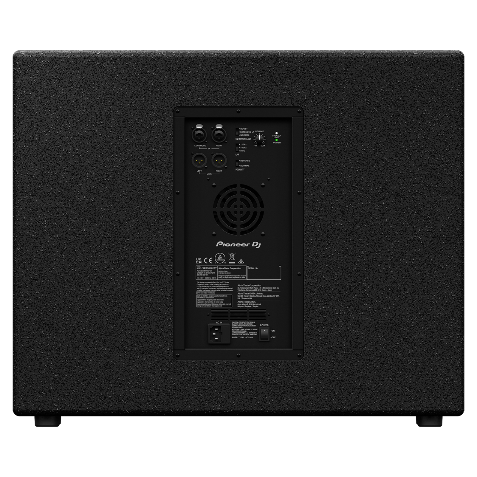 Pioneer DJ XPRS1182S professional audio subwoofer with rugged black enclosure and advanced sound engineering.