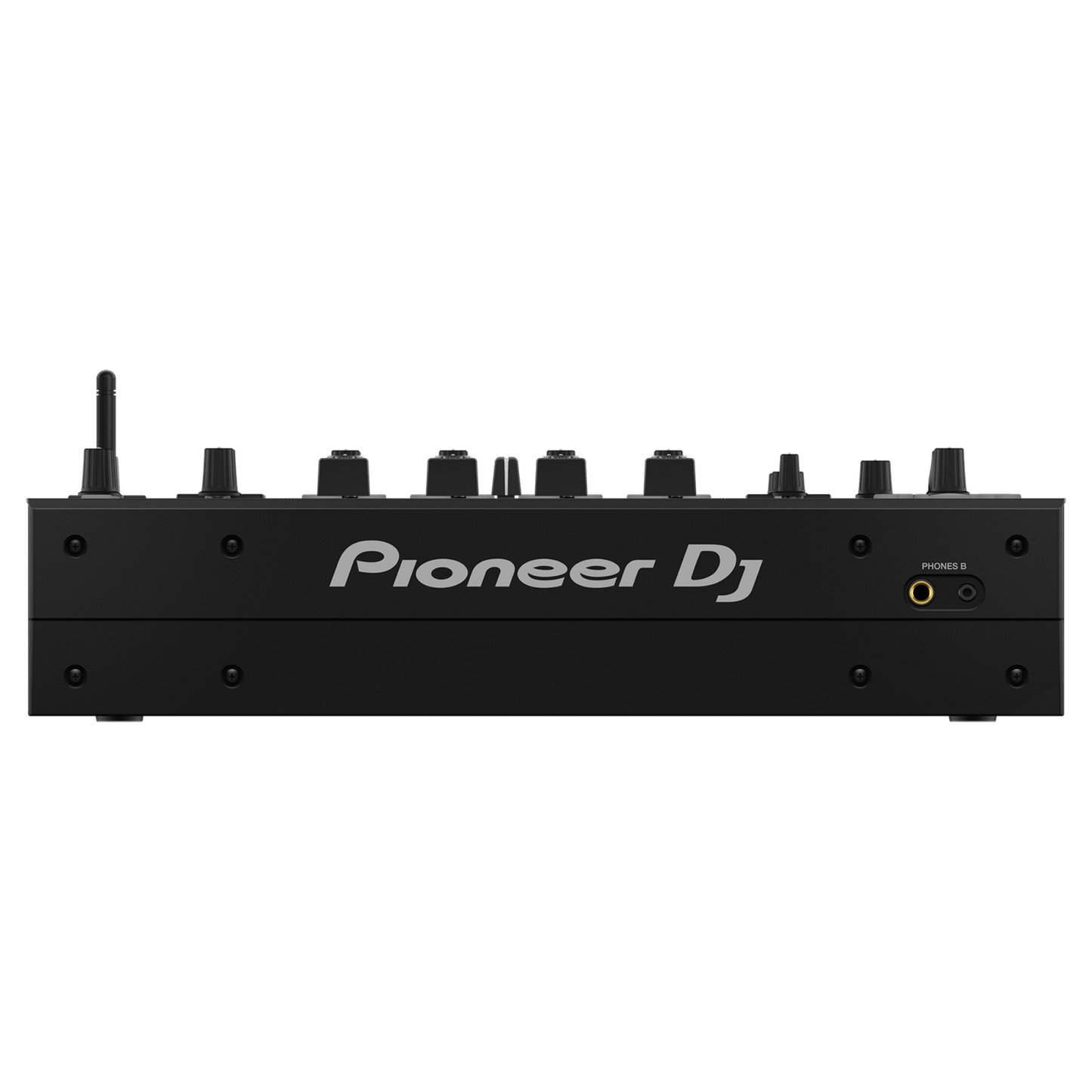 Professional Pioneer DJ DJM-A9 4-channel mixer with multiple knobs and faders for seamless audio control and mixing.