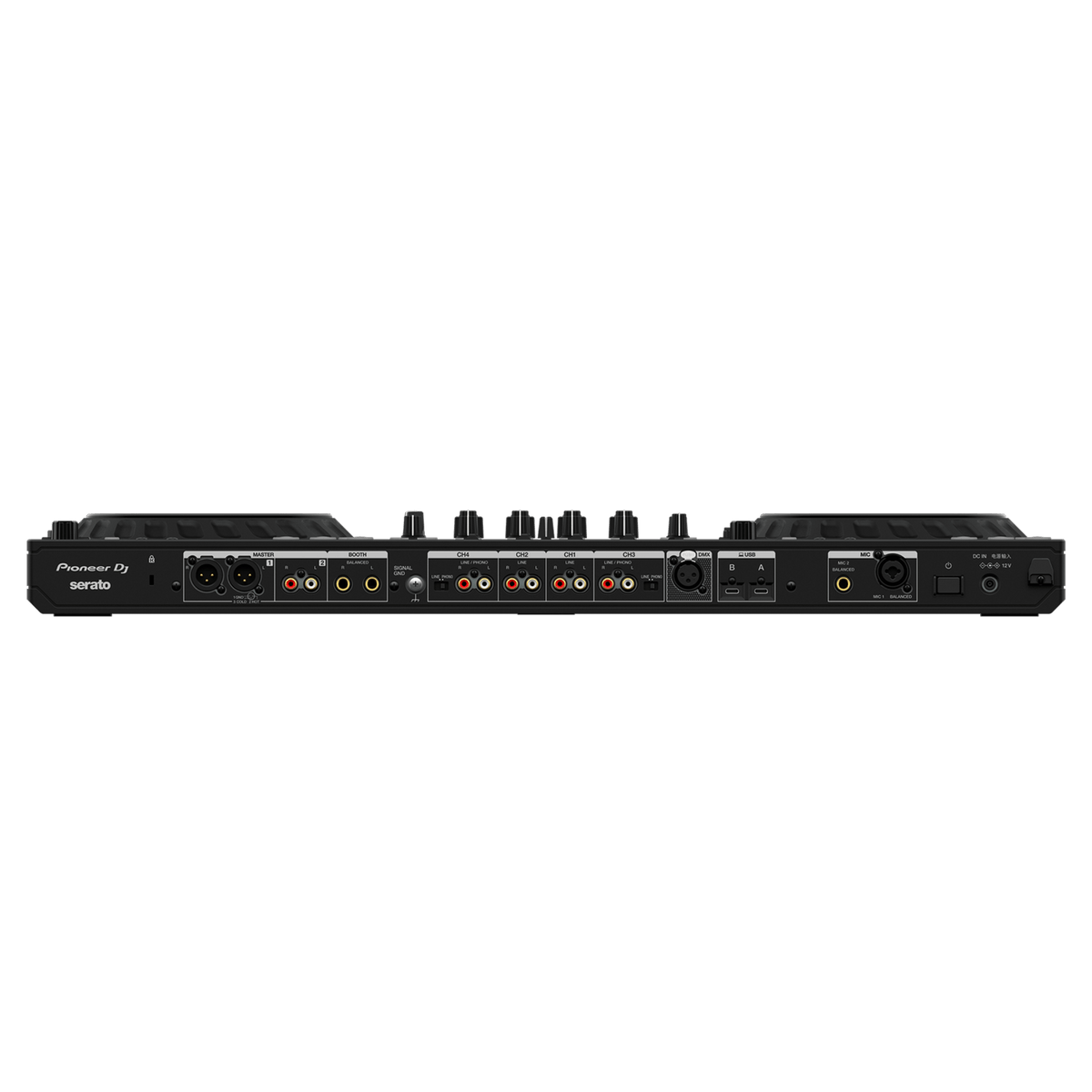 Pioneer DJ DDJ-FLX10 Rekordbox controller with jog wheels, mixer controls, and performance pads for professional DJing.