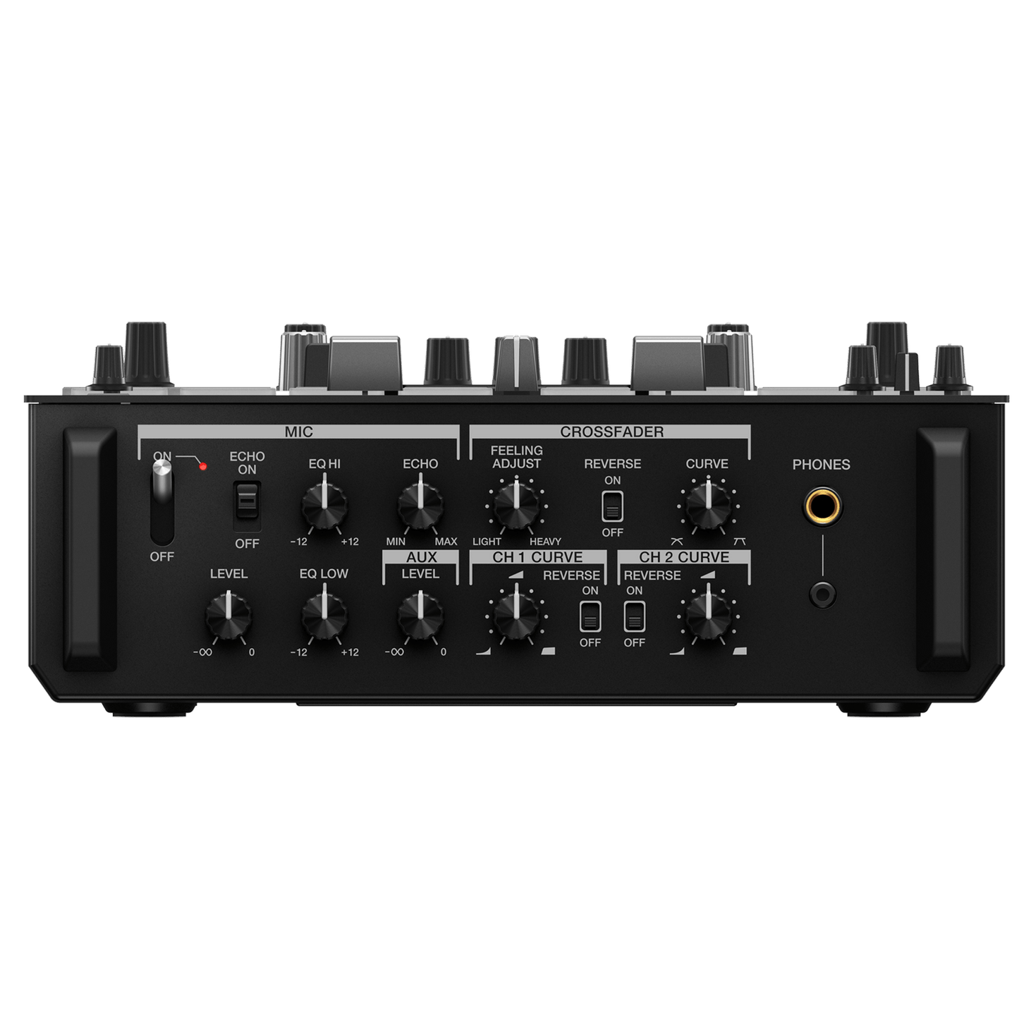 Pioneer DJ DJM-S11 scratch and 2-channel DJ mixer with touch controls and professional audio interface.