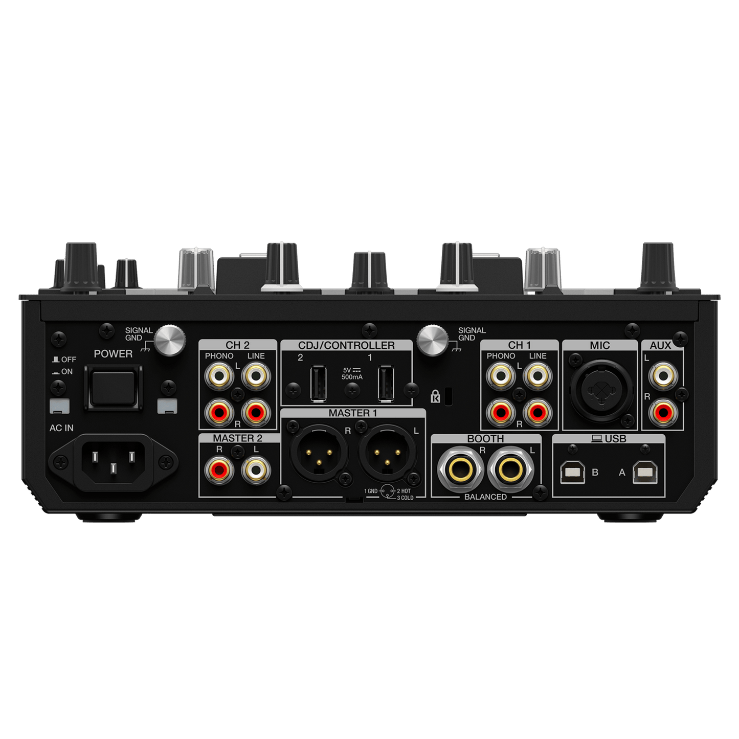 Pioneer DJ DJM-S7 scratch and 2-channel DJ mixer with professional controls and sleek black design.