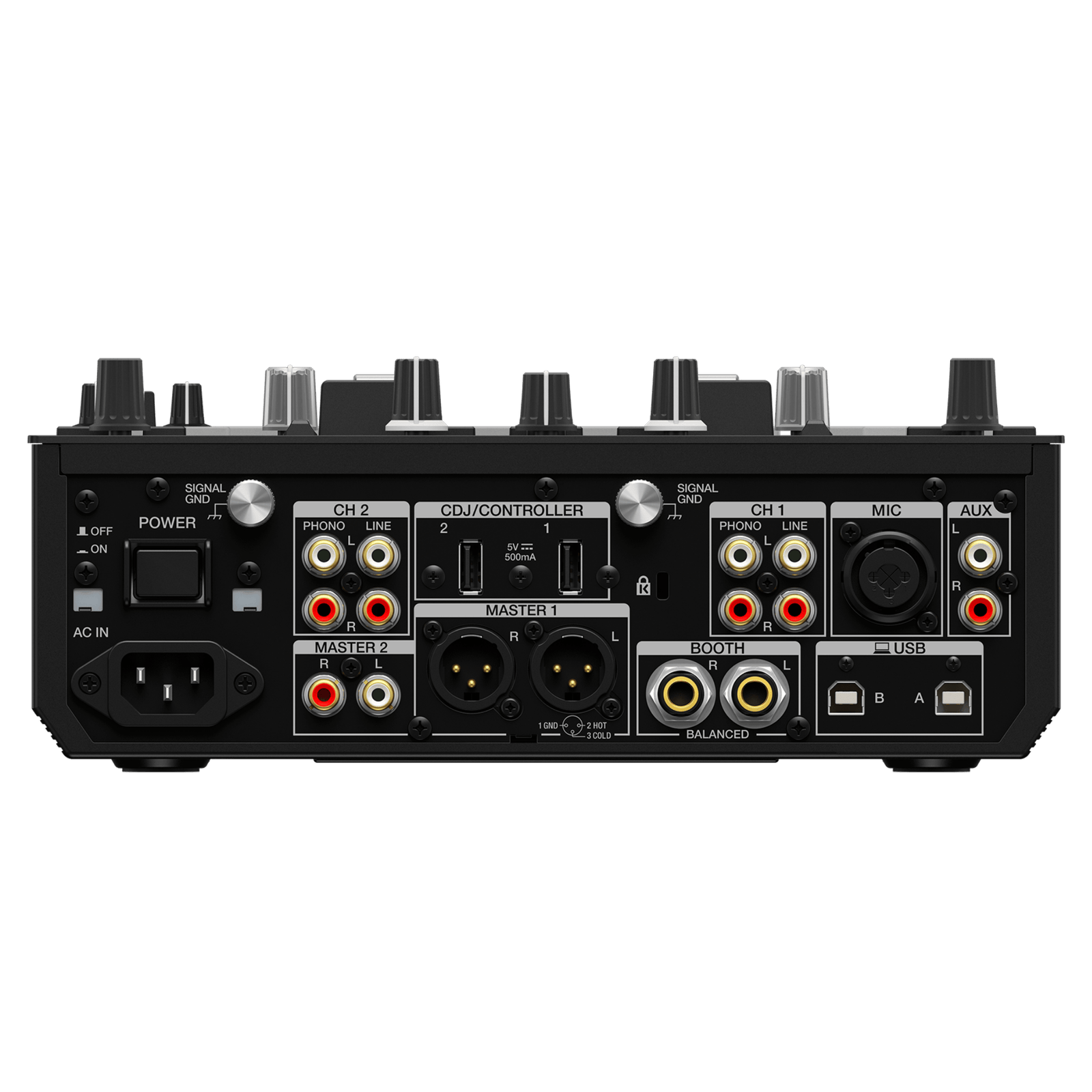 Pioneer DJ DJM-S7 scratch and 2-channel DJ mixer with professional controls and sleek black design.
