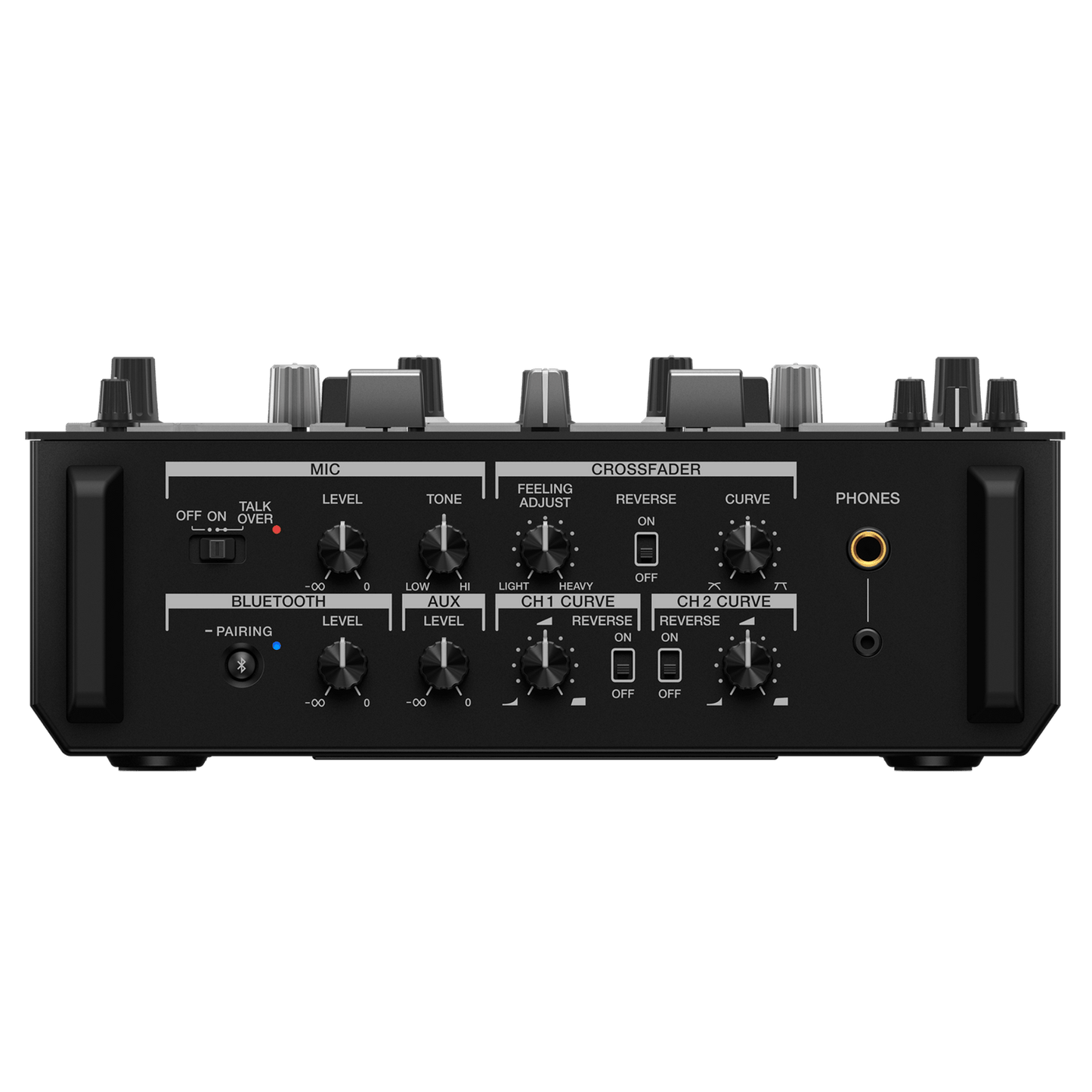 Pioneer DJ DJM-S7 scratch and 2-channel DJ mixer with colorful performance pads and professional controls.