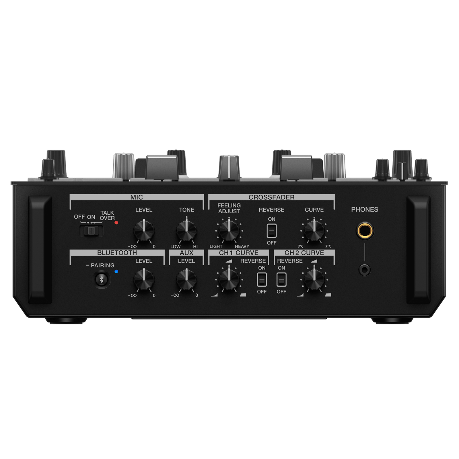 Pioneer DJ DJM-S7 scratch and 2-channel DJ mixer with colorful performance pads and professional controls.