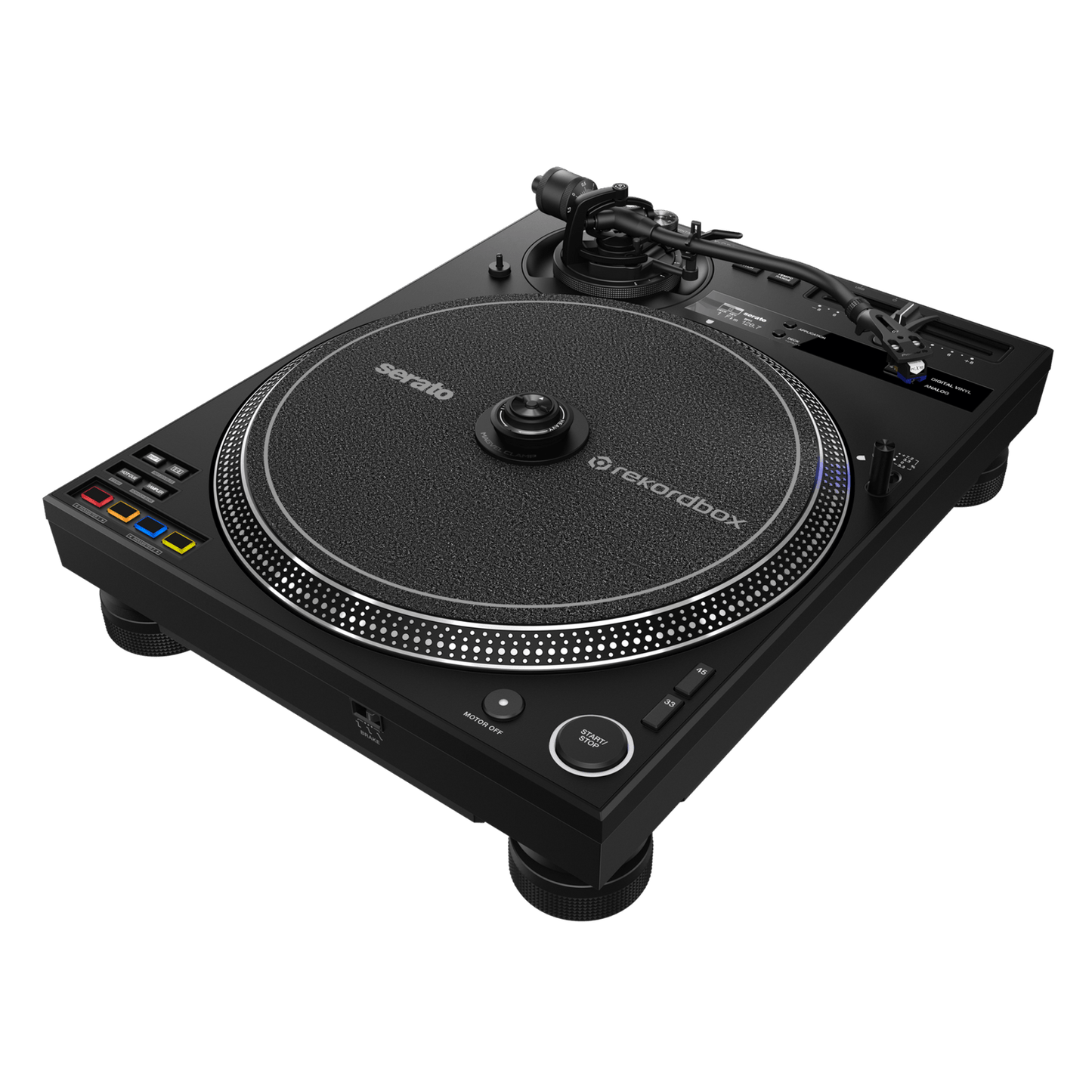 Pioneer DJ PLX-CRSS12 turntables featuring sleek design and professional audio controls for DJ mixing.