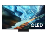 Samsung 65-inch Class S90H OLED 4K Vision AI Smart TV displaying vibrant screen images and sleek black design.