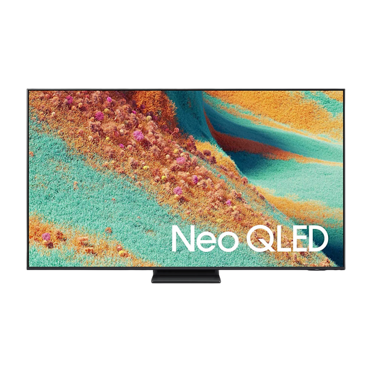 Open box 55-inch Samsung Neo QLED QN85F 4K Smart TV with Vision AI, showcasing sleek design and vibrant display.
