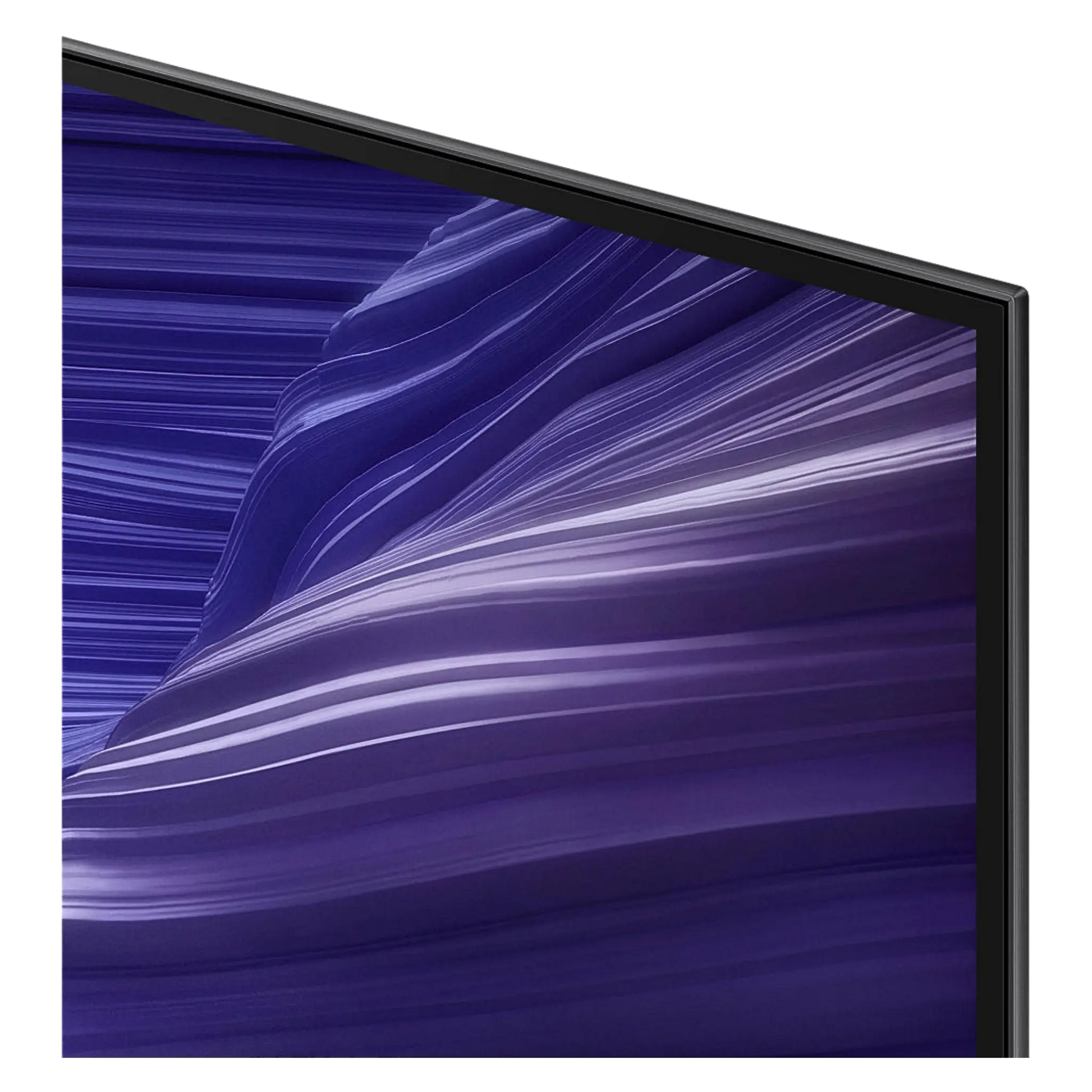 Open box Samsung 42-inch S90F Series 4K UHD HDR OLED Tizen Smart TV showing screen with picture and sleek design