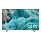 Open box Samsung 43-inch 4K UHD HDR QLED Tizen smart TV showing a sleek black screen with slim bezels and stand.