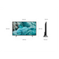 Open box Samsung 43-inch 4K UHD HDR QLED Tizen Smart TV displaying vibrant home screen with colorful images.