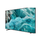 Open box Samsung 43-inch 4K UHD HDR QLED Tizen Smart TV displaying vibrant home screen with colorful graphics and sleek black frame.