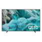 Open box Samsung 43-inch Q7F Series 4K UHD HDR QLED Tizen Smart TV showing the screen and sleek black design.